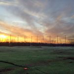 Driving range barrier nets 80' above grade