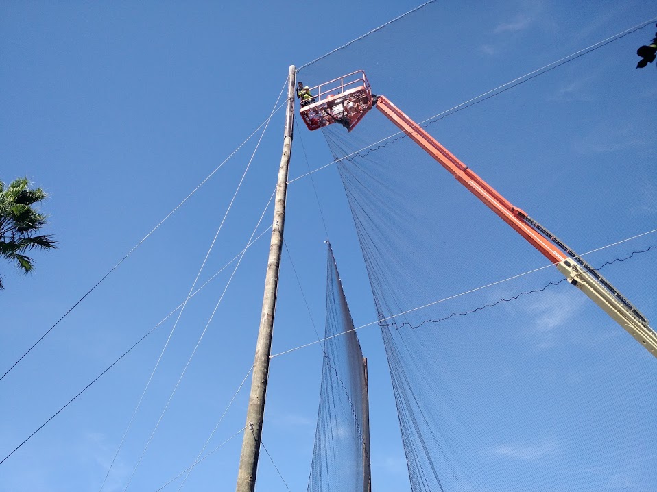 Hanging Barrier Net Panels 100' in the air