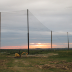 Completed view of golf netting installation