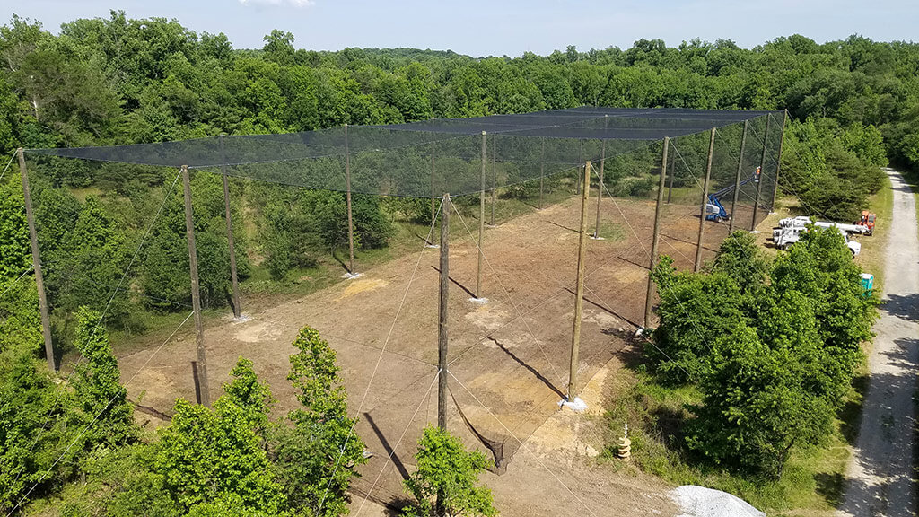 Wood Pole Drone Cage Netting