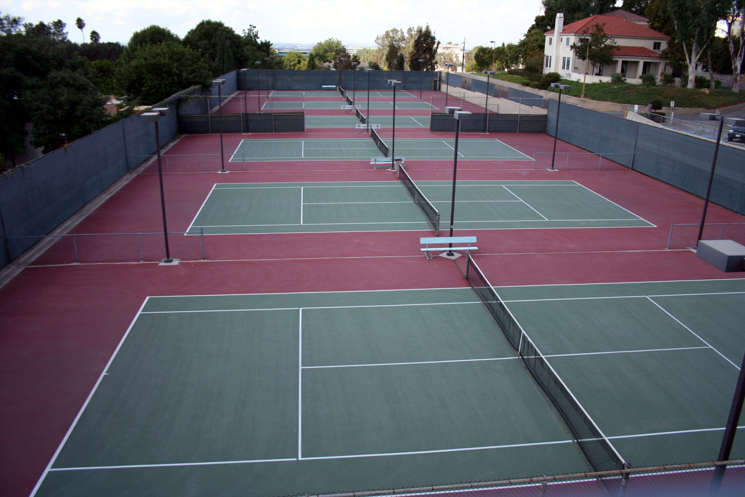 Tennis courts with tennis netting