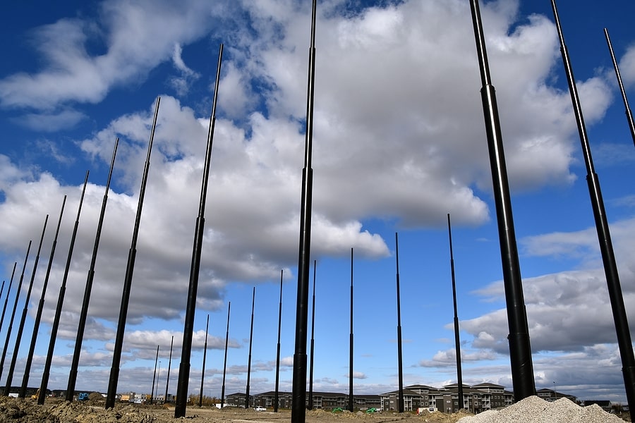 Black poles for baseball netting
