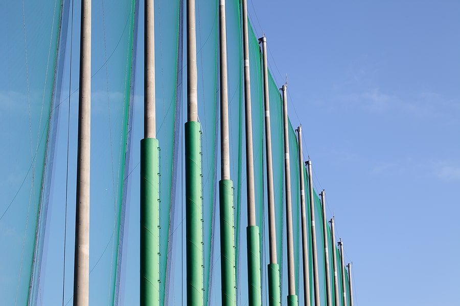 Green and yellow netting poles